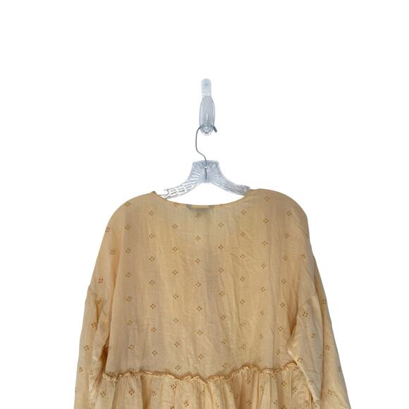 American Eagle Blouse Yellow Eyelet Long Sleeve Dainty Girly Soft Girl Large - Picture 8 of 12